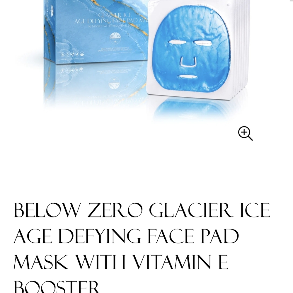 Glacier Ice Age Defying Face Pad Mask - Blue. Vrand New In Box 16 Masks.
